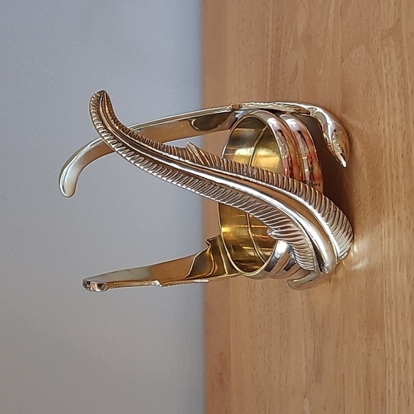 PARTYLITE Vintage 90s Brass Feather Pillar Candle Holder P0414 - Picture 4 of 16